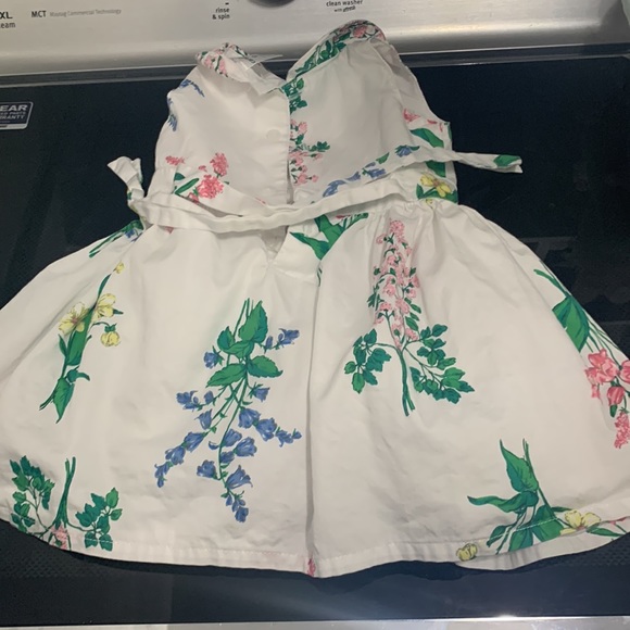 Girls lined crinoline dress flowers floral Peter Pan collar - Picture 3 of 3